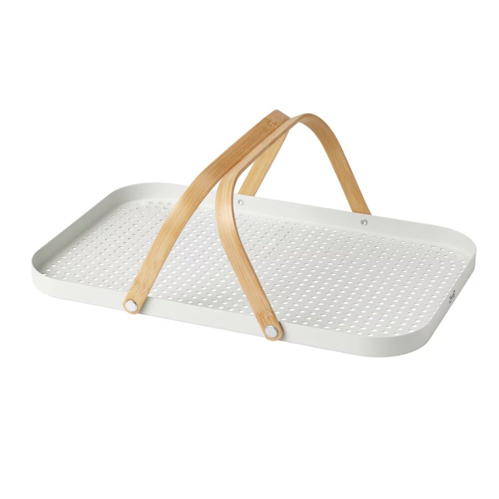 NWT Ikea GRÖNFISK Tray with handle, bamboo/white, 18x12 "